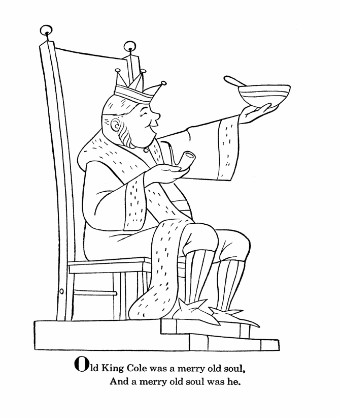 Old King Cole coloring page  Nursery rhymes preschool crafts