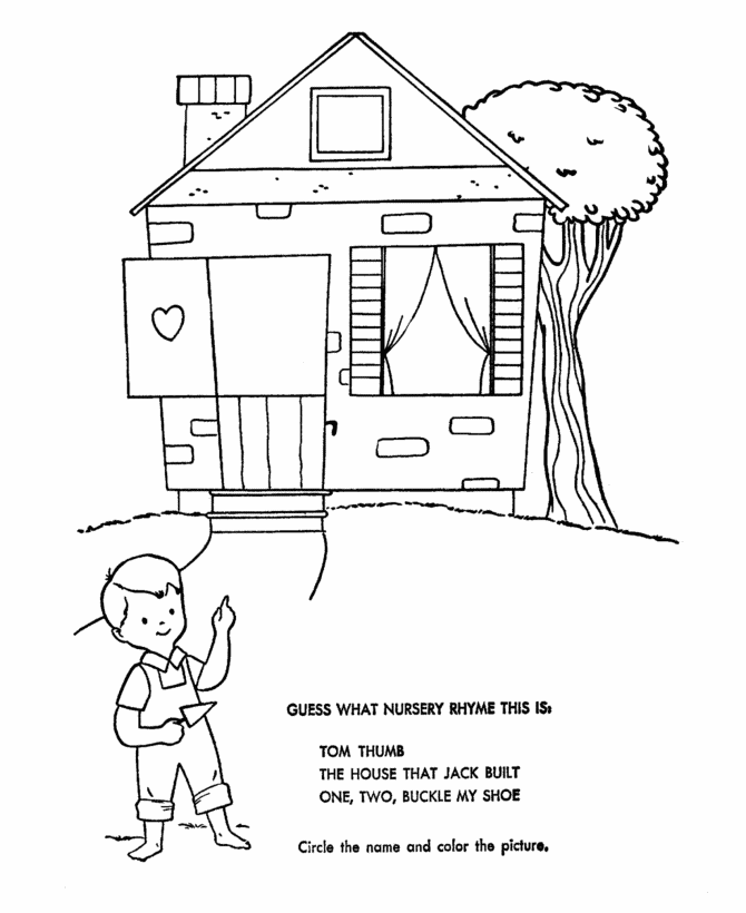 BlueBonkers Nursery Rhymes Quiz Coloring Page Sheets The House that