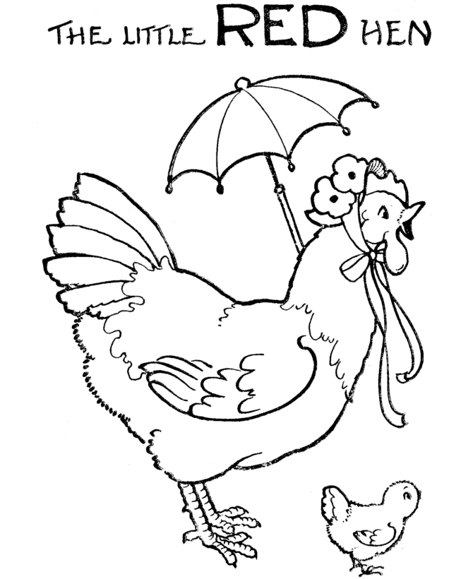 BlueBonkers Nursery Rhymes Coloring Page Sheets Little Red Hen