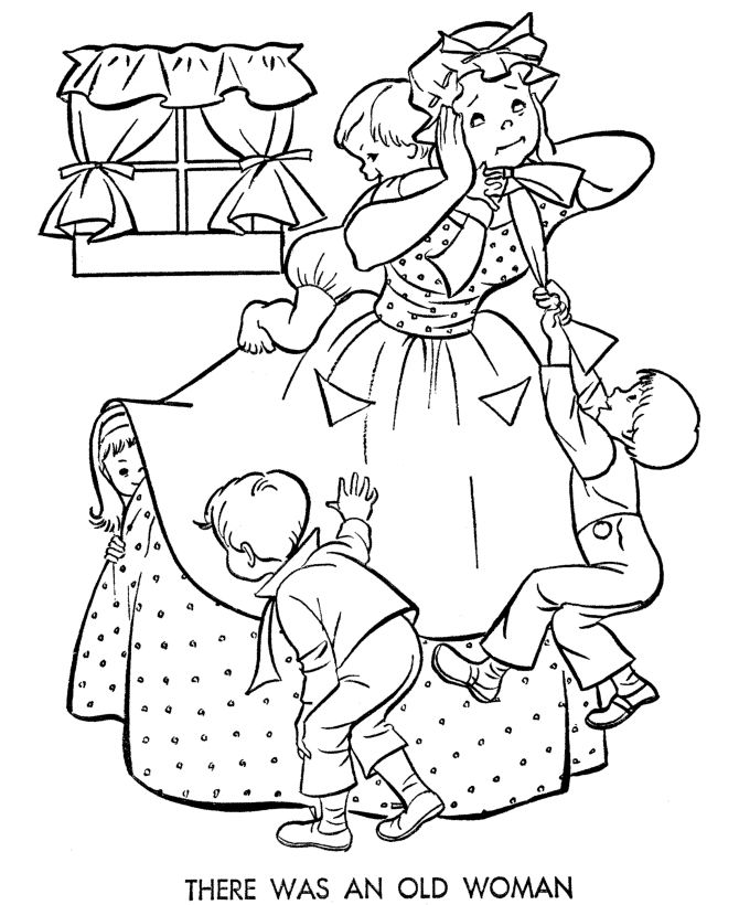 Old Woman who lived in a Shoe Coloring page