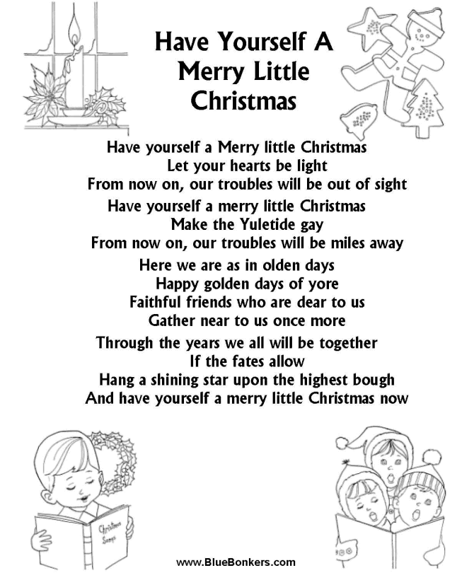 BlueBonkers: Have Yourself a Merry Little Christmas, Free Printable Christmas Carol Lyrics ...