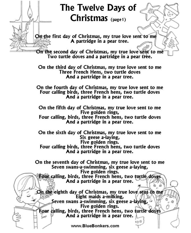 BlueBonkers: The Twelve Days of Christmas - (p1), Free Printable