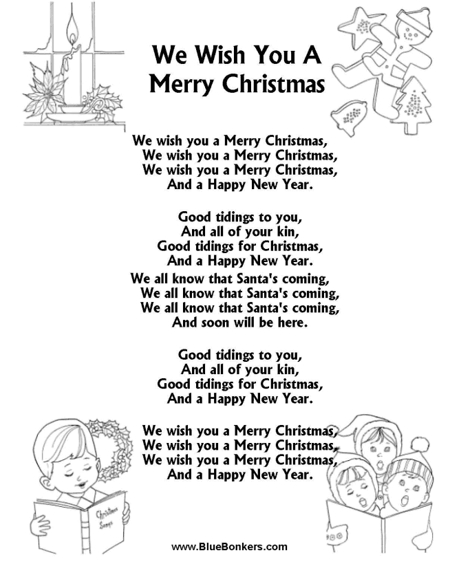 Bluebonkers We Wish You A Merry Christmas Free Printable Christmas Carol Lyrics Sheets Favorite Christmas Song Sheets