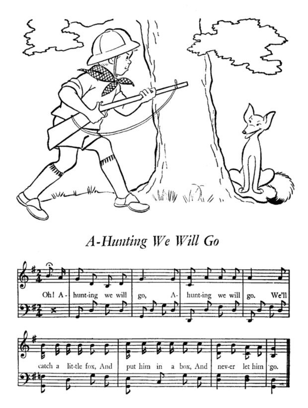 BlueBonkers A Hunting We Will Go, Free Printable Nursery Rhymes Lyrics