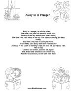 Christmas Carol Lyrics Song Sheets - Away in a Manger Lyrics Sheets