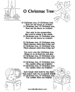Christmas Carol Lyrics Song Sheets - O Christmas Tree Lyrics Sheets